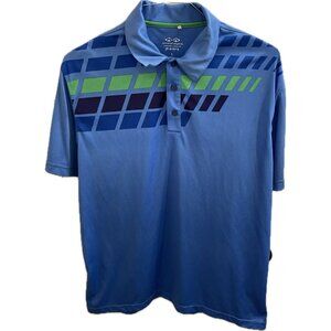 SNAKE EYES Shirt Mens L PLAYERS Performance Golf Polo Striped Short Sleeve Blue